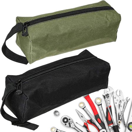 2-pak Lærredsværktøjstasker, multifunktionelt lille lynlåsetui-sæt til opbevaring af forskellige elektrikerværktøjer