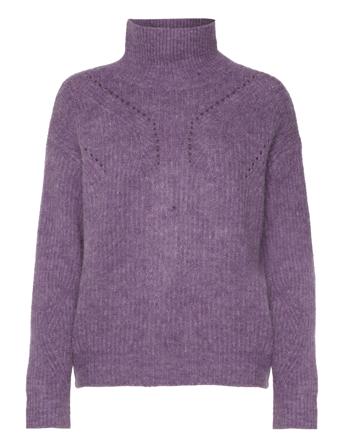 Slrakel Pattern Pullover Høyhalset Pologenser Lilla Soaked In Luxury*Betinget Tilbud