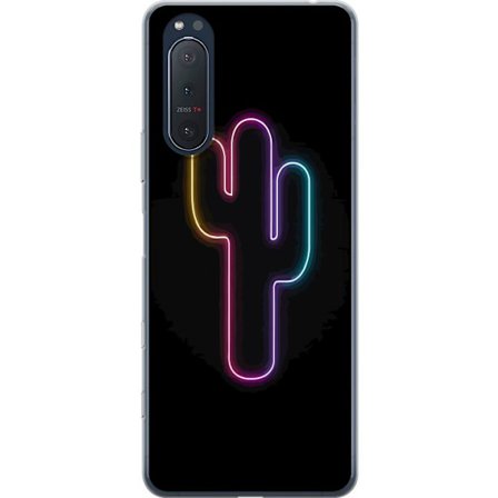 Yhteensopiva Puhelinkuori Sony Sony Xperia 5 II Neonpiirros kaktuksista vaaleanpunaisessa ja sinisessä valossa tummaa taustaa vasten