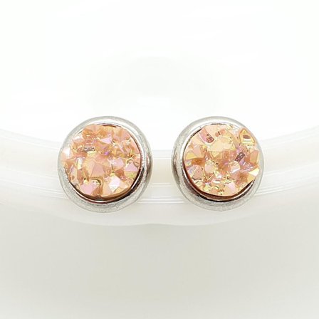 Durzy rock lava crystal shinning stone earring stud round