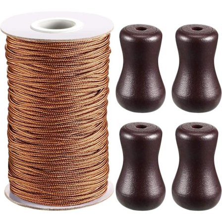 (Ruskea) 1,8 mm ruskea punottu varjostin köysi 55 jaardia/rulla 4 kpl ruskea puinen riipus alumiini markiisi varjo, kasvi puutarhanhoito ja käsityöt