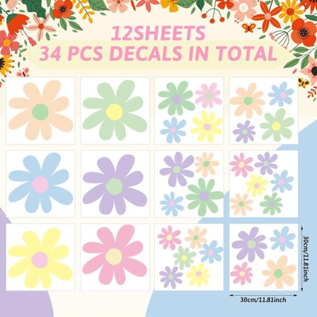 Vægmærkater dekorative vægmærkater selvklæbende køleskab blomster børneværelse mærkater tapet