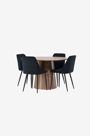 Venture Home - Spisegruppe Lanzo med 4 stole Night - Brun - Spisebordssæt 4 personer - Fra Homeroom