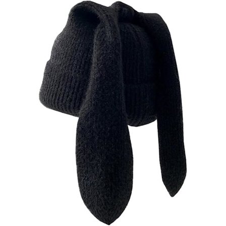 Kaninøre strikket hue til kvinder varm kaninøre hæklet kalot med søde kaninøre