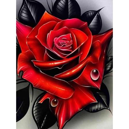 30x40 cm voksent barn 5D DIY diamant kunst maleri sæt - rød rose, f