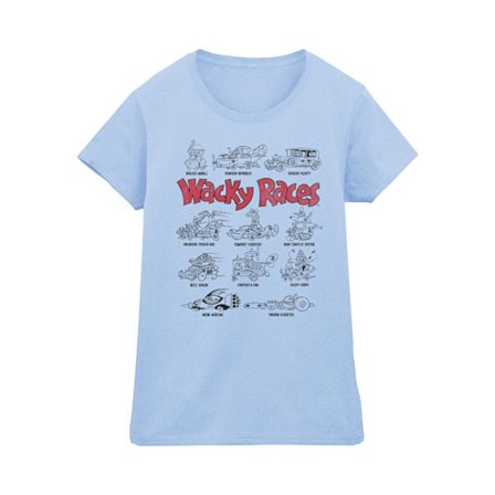 Wacky Races Dam/Dam Car Lineup Bomull T-shirt M Baby Blue