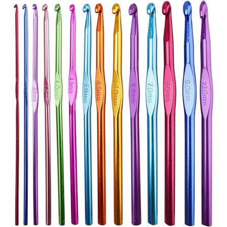 14 kpl Alumiinikoukkuja, Moniväriset Neulomiskoukut Käsityötyökalut Lankasetti 2mm-10mm