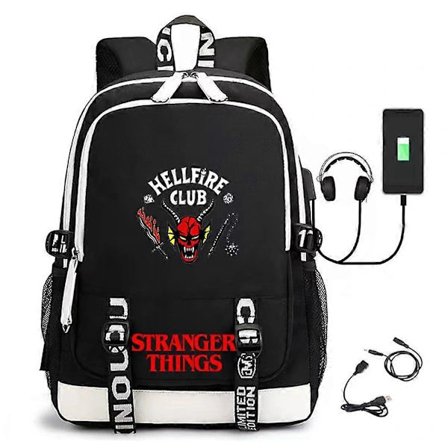 Stranger Things Backpack Large Capacity Adjustable School Student Travel Backpack USB Charging Bag