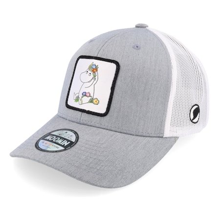 Moomin - Grey trucker Czapka Z Daszkiem - Snorkmaiden Flowers Grey/White Trucker @ Hatstore