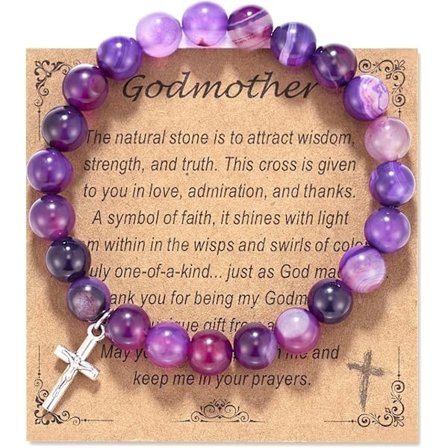 Gudmor/Gudfar Gaver, Naturstens Kors Armbånd til Gudforældre/Gudmor Gudfar Forslag