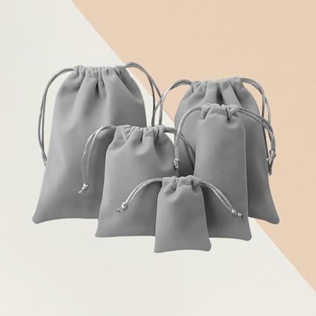 6 kpl Velvet Kiristysnyöri Pussi Korut Pakkauslaukku HARMAA grey