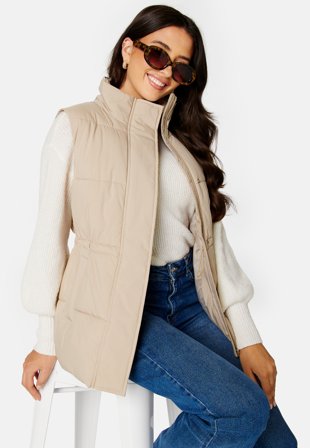BUBBLEROOM Rishi Drawstring Puffer Vest Grey-beige Klær
