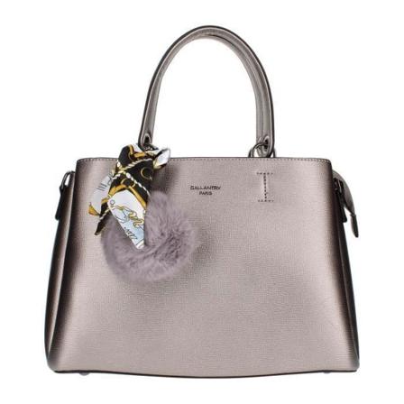 Handväska med Pompom och Scarf - Gallantry Paris - Silver Grå