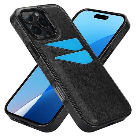 Til iPhone 16 Pro Max Cover Kort Slot Slim-Fit PU+TPU Mobil Cover-