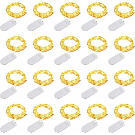 20-pack Mini LED-fe-lampor på batteri - 1M koppartråd inomhus/utomhus dekoration (varmvit)