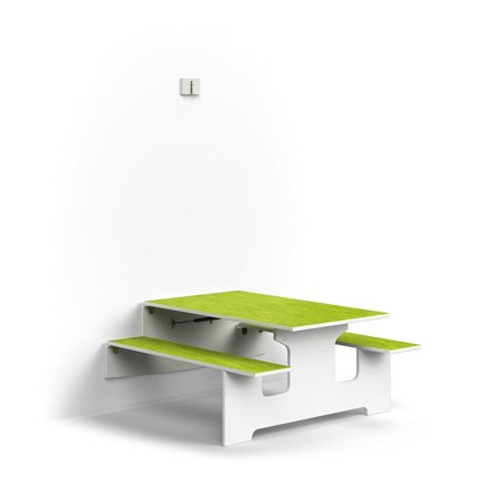 Vegghengt bord LUCAS, L1200 B1205 H580 mm, linoleum, hvit/grønn