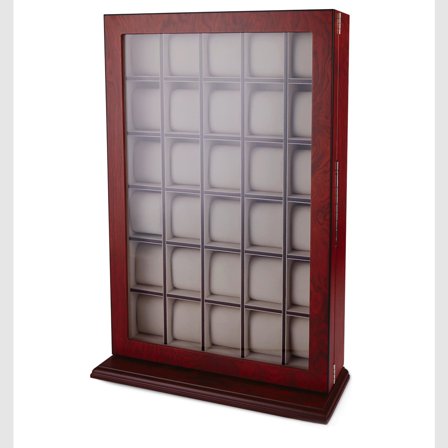 Lockable Velvet-Lined Bubinga Wood Watch Cabinet - 30 Watches for Men - Watch boxes