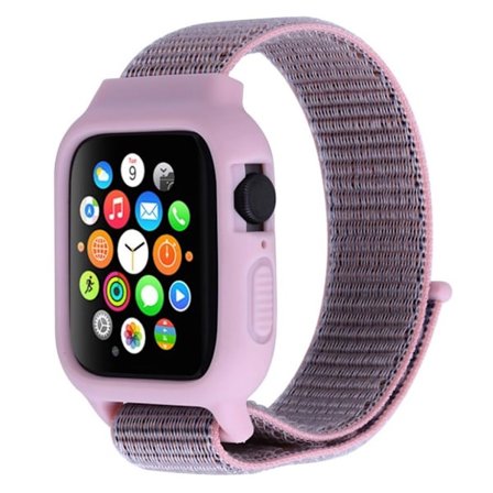 Apple Watch Series 5 44 mm klockarmband i nylon - Rosa Sand