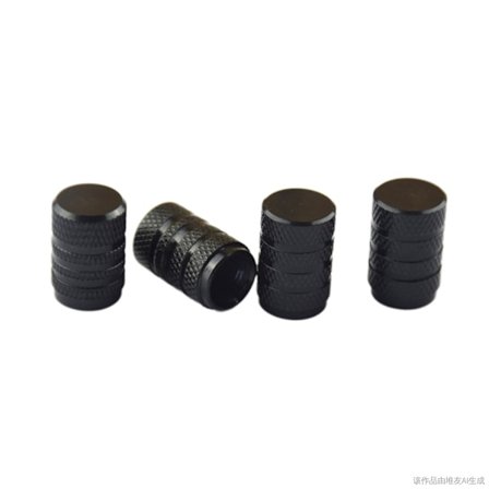 Dækventilhætter, Sort, 4 stk./pakke, Anodiseret Aluminium Dækventilhættesæt, Korrosionsbestandig, Universelle Ventilhætter