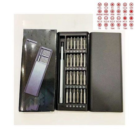 Mini skruvmejsel set 24 i 1 precision skruvmejsel set aluminium