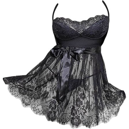 2025 Damunderkläder i spets, sexig genomskinlig mini teddy babydoll nattlinne