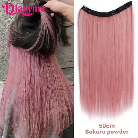 4 clips Långt rakt syntetiskt klipp i hårförlängningar Highlight Färgat hårbit Klipp-på hår Peruk Hårstycken hängande öronfärgning