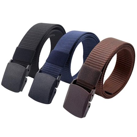 3-delt nylon lærred herre bælte plastik spænde bælte vævet stof 120cm bælte udendørs rejsebælte (sort, brun, safirblå)