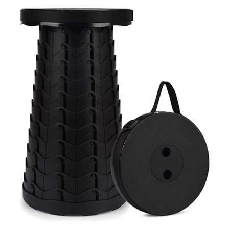 Teleskopisk Pall - Utfällbar Stol / Sittplats Svart