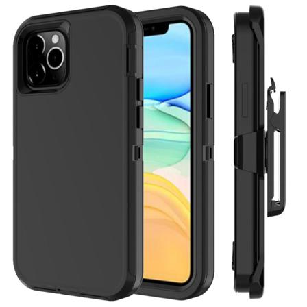 Iphone 12 / 12 Pro - Shockproof Skal Med Bältesklämma - Svart Black Svart