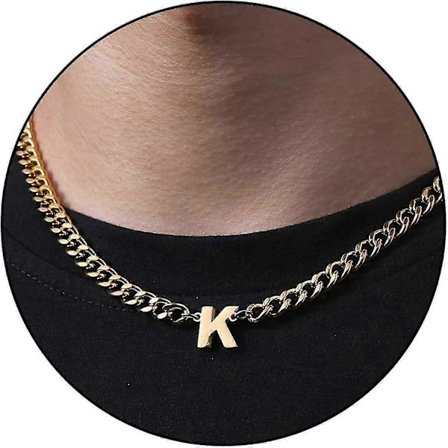 Initial A-z Kubansk Kedja Halsband För Pojkar Män Kvinnor Bokstav Hänge Rostfritt Stål 6.5mm 18+2 Tum Smyckesgåva-Bra(Guld,K)