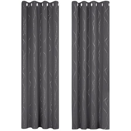 Sett med 2 blendingsgardiner, varmeisolerende og kuldebeskyttende for barn, mørkegrå 137x234cm maljegardiner