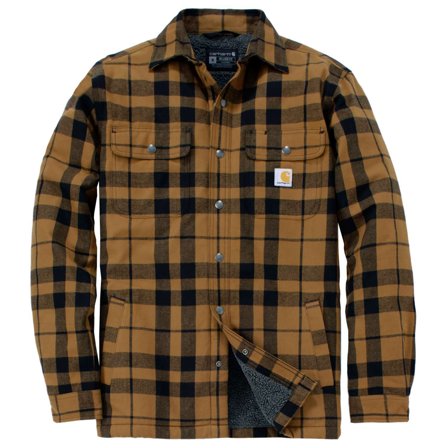 Carhartt 107017BRN-XL Flanellskjorte Sherpafôr for komfort og varme Brun, Klær