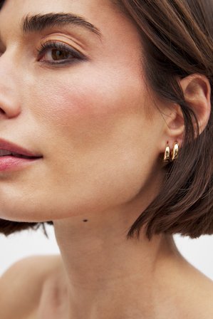 NA-KD Accessories Återvunna korta hoopörhängen (2-pack) - Smycken - Guld - One Size