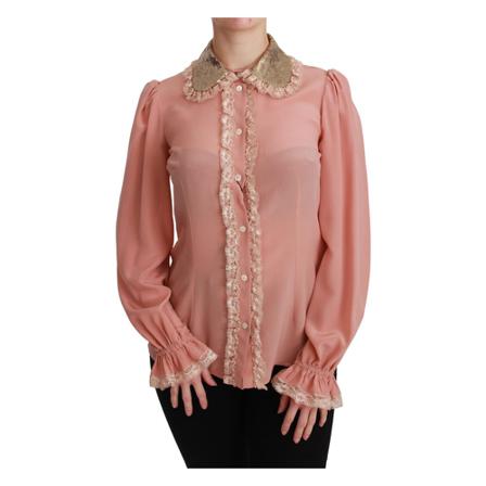 Dolce & Gabbana, Sequin Lace Blouse Roze, Dames, Maat:S