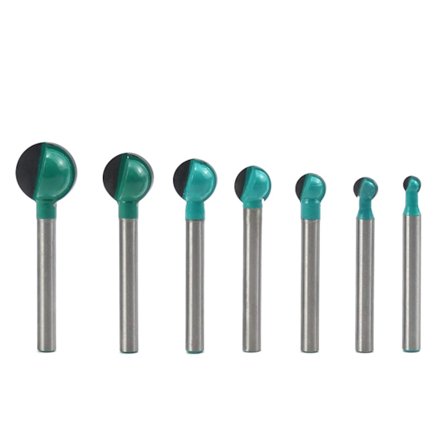 Treskjæringsfreser med rund bunn, 7 stk. 6 mm skaft 6/8/10/12/14/16/19 mm kjerneboksbits, sporingsfreser for fresing av verktøy, freserbit