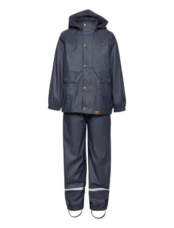 Pu Rain Set W. Sherpa Lining/Susp 104 Blue Mikk-Line