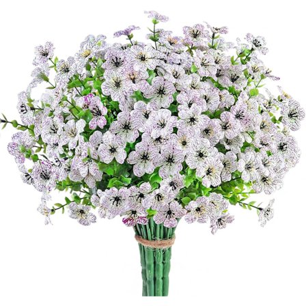 10 stk hvite eukalyptus kunstige blomster, utendørs kunstige blomster, hjemmedekorasjon kunstige blomster, UV-bestandige kunstige blomster av plast