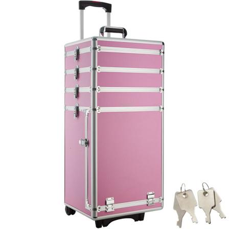 Tectake Sminkväska Med 4 Nivåer Rosa
