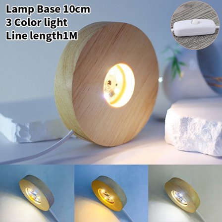 10cm træ lys base træ LED lys roterende display stand La