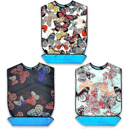 3-pak voksen hagesmæk til at spise Vaskbar genanvendelig vandtæt tøjbeskytter