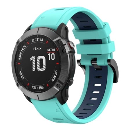 För Garmin Fenix ​​6X Pro 26 mm tvåfärgad watch i silikon