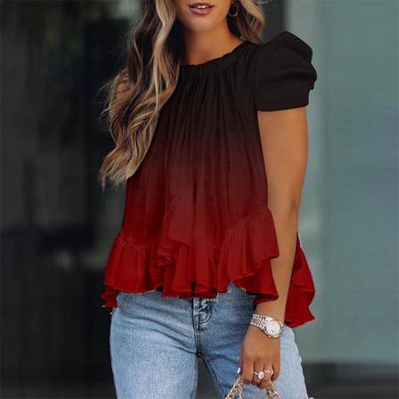 Kortärmad T-shirt För Kvinnor Med Rund Hals