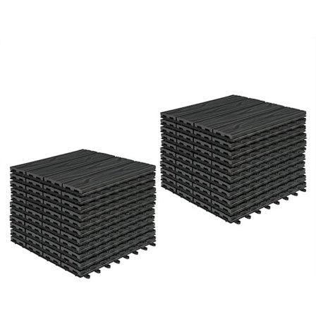 Rootz WPC altanfliser - Trælook dækfliser - Kompositterrasse - Holdbar og langtidsholdbar, skridsikker, nem installation - 30 cm x 30 cm pr.