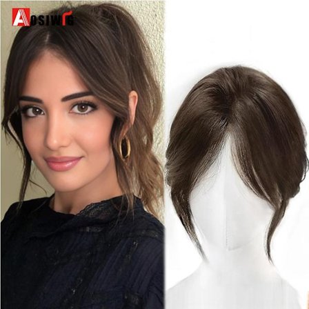 Synteettinen pitkä suora Topper peruukkikiinnike hiustenpidennyksissä Luonnollinen pörröinen pään toppi tekohiuspala Bang Clipilla Musta Ruskea