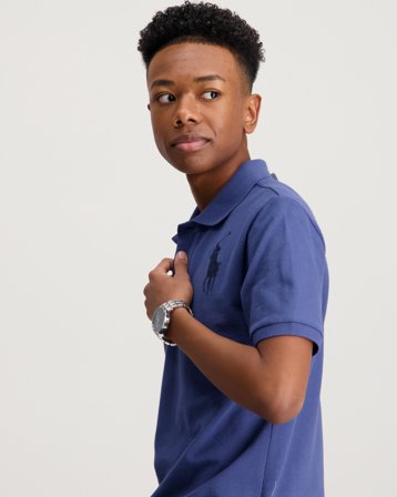 Polo Ralph Lauren Big Pony Cotton Mesh Polo Shirt Bleu Chemises Garçon - Kids Brand Store