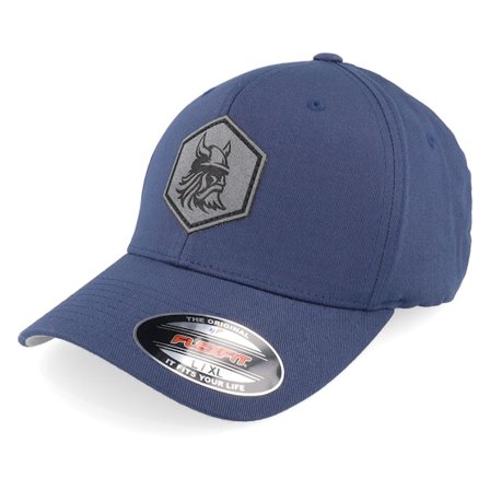 Vikings - Blue - flexfit - Cap - Bearded Viking Helmet Navy Flexfit Wooly Combed - Hatstore