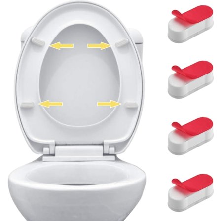 Universal toiletsæde-bumpersæt - Sæt med 4 toiletsæde-bumpers til brug med bidet, lågfunktion, klæbepuder, stærke, ovale,