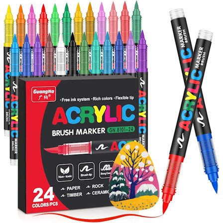 24 farger akrylmaling tegne penn for DIY kunstmaling