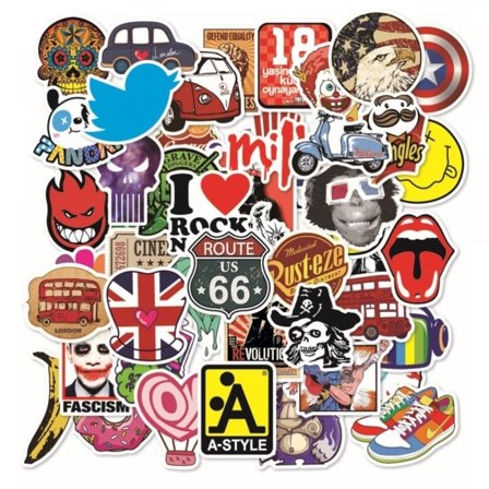 Vedenkestävät tarrat 100 kpl:n pakkauksessa erilaisilla kuvioilla