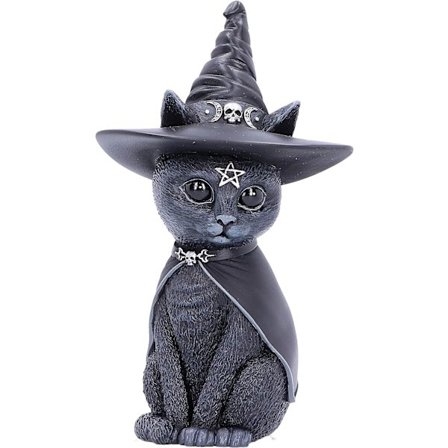 10,5 cm Häxhatt Ockult Katt Figur, Svart